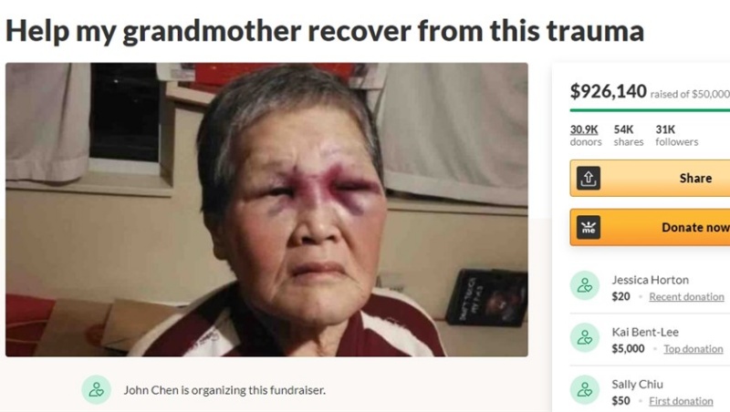 美國掀仇恨亞裔》舊金山75歲嬤無故遭白人毆打，2600萬募款全捐反歧視組織